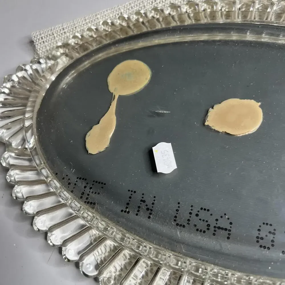 Vintage Oval Glass Vanity Mirror Tray‎ Clear Scalloped Edge Made In USA Decor